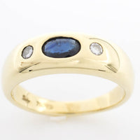 Sapphire and diamond trilogy ring in 18 carat gold.-Vintage & retro rings-The Antique Ring Shop