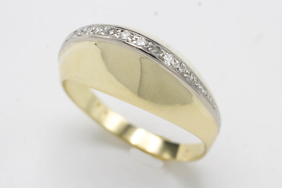 Arch style ring with half cut diamonds in 14 carat gold-Vintage & retro rings-The Antique Ring Shop, Amsterdam