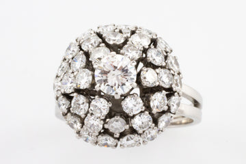 Vintage diamond dome cluster ring in white gold-Vintage & retro rings-The Antique Ring Shop