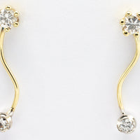 Double diamond pendant earrings in 14 carat gold.-Earrings-The Antique Ring Shop