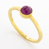 Cabochon ruby solitaire ring in 14 carat gold.-Vintage & retro rings-The Antique Ring Shop