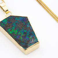 Opal pendant in 14 carat gold and silver.-Pendants-The Antique Ring Shop
