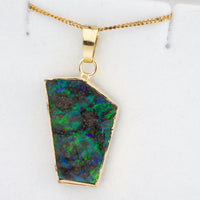 Opal pendant in 14 carat gold and silver.-Pendants-The Antique Ring Shop
