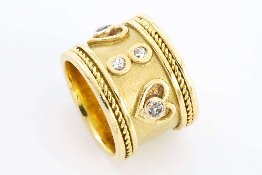 An 18 carat gold Elizabeth Gage style ring with diamonds.-Vintage & retro rings-The Antique Ring Shop