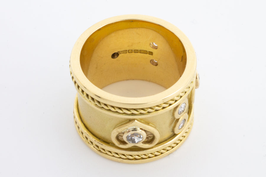 An 18 carat gold Elizabeth Gage style ring with diamonds.-Vintage & retro rings-The Antique Ring Shop