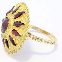 Garnet sun burst ring in 14 carat gold-Vintage & retro rings-The Antique Ring Shop, Amsterdam