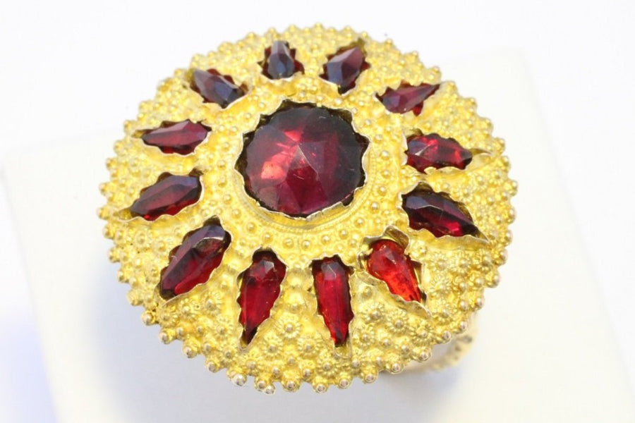 Garnet sun burst ring in 14 carat gold-Vintage & retro rings-The Antique Ring Shop, Amsterdam