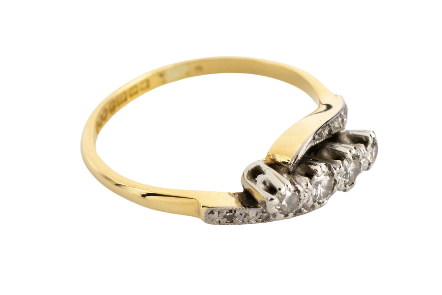 Vintage 18 carat gold diamond swirl ring-Vintage & retro rings-The Antique Ring Shop