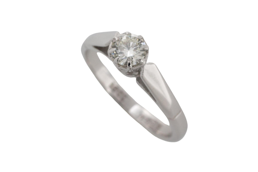 White gold diamond solitaire ring-Vintage & retro rings-The Antique Ring Shop