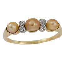 Vintage beige pearl and diamond ring-Vintage & retro rings-The Antique Ring Shop