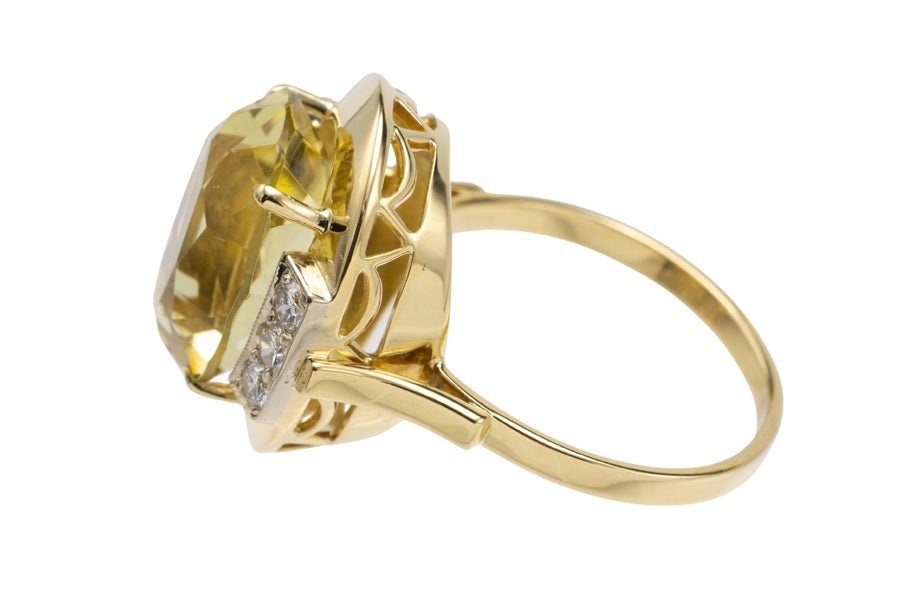 Citrine and diamond ring in 14 carat gold-vintage rings-The Antique Ring Shop