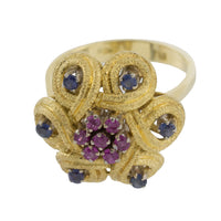 Ruby and sapphire ring in 18 carat gold-Rings-The Antique Ring Shop