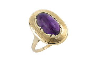 Cabochon amethyst ring in 14 carat gold-vintage rings-The Antique Ring Shop