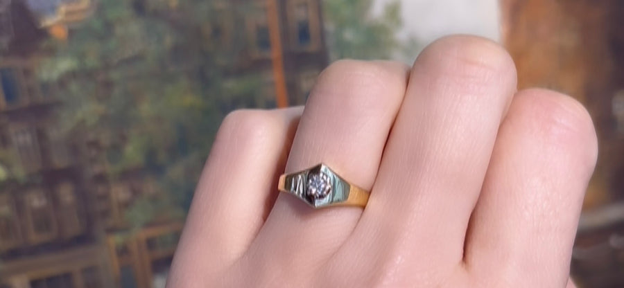 Diamond solitaire ring in 18 carat gold-engagement rings-The Antique Ring Shop