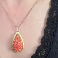 Carved coral pendant in 14 carat gold-Pendants-The Antique Ring Shop